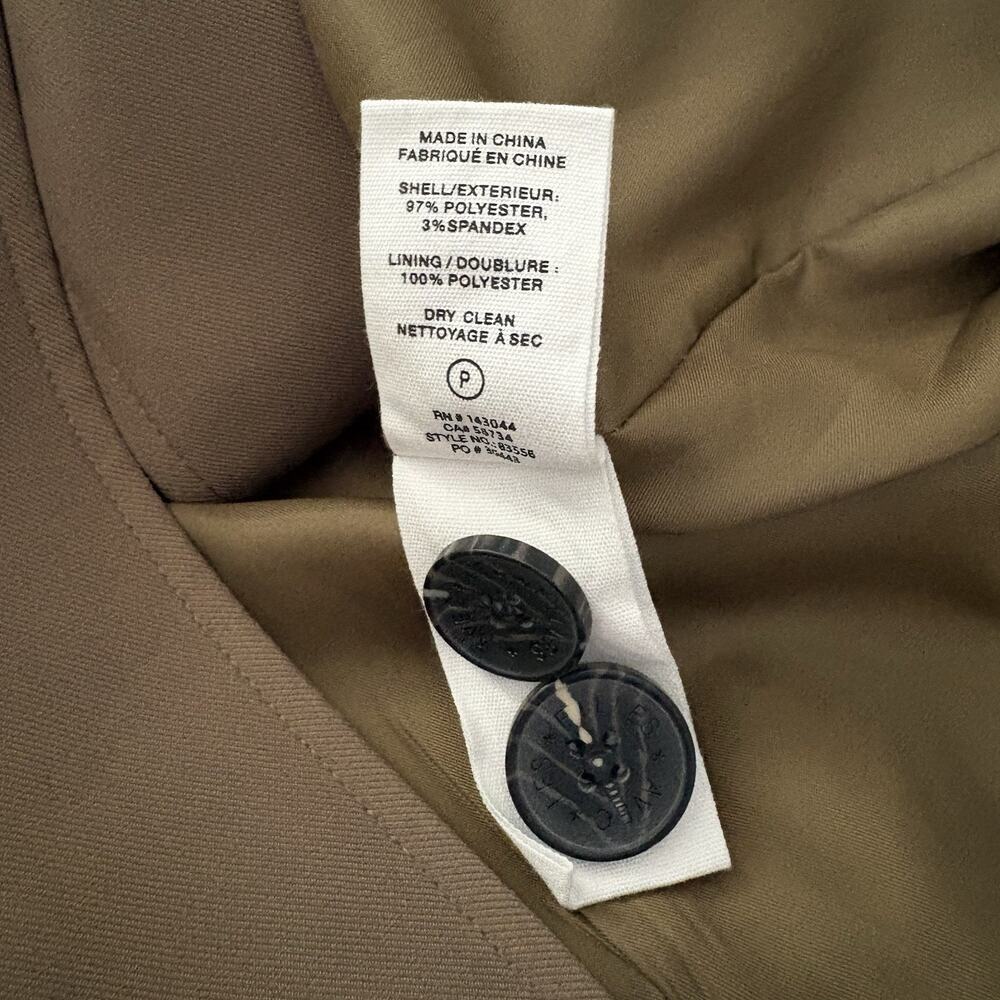 Avec Les Filles Stretch Crepe Double Breasted Belted Trench Coat Olive Green M - Picture 13 of 15